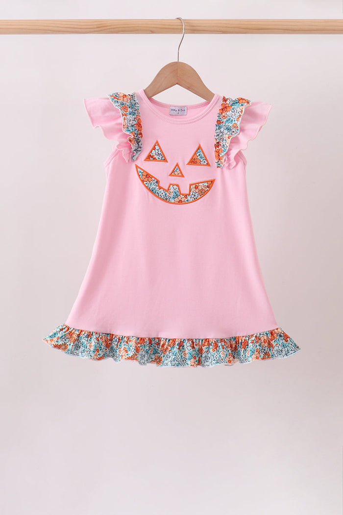 Jack-O-Lantern Applique Ruffle Dress