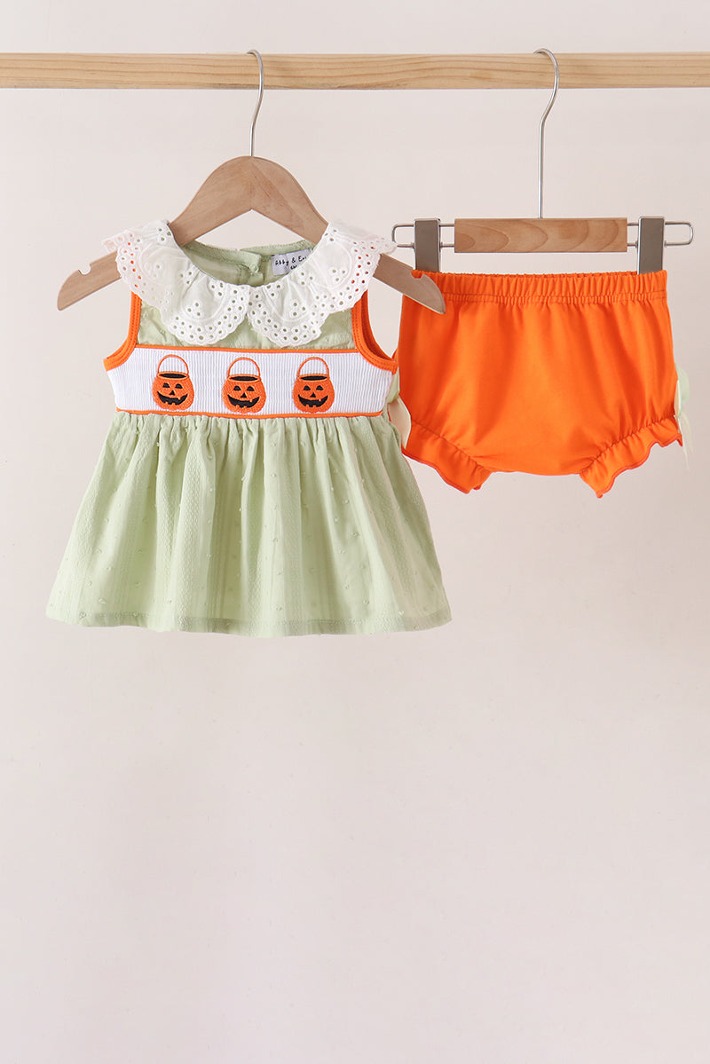 Pumpkin Smocked Bloomer Set