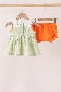 Pumpkin Smocked Bloomer Set