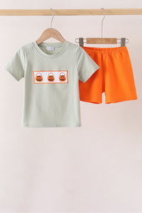 Pumpkin Smocked Shorts Set