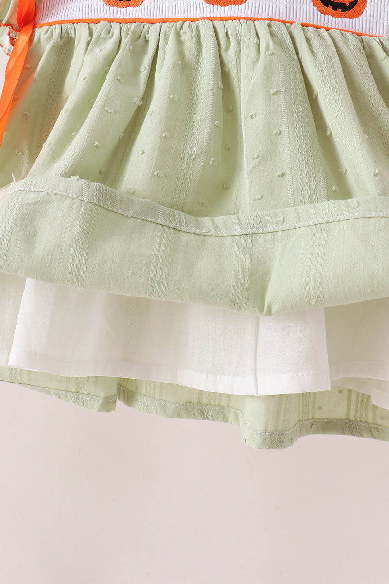 Pumpkin Smocked Ruffle Shorts Set
