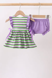 Witch embroidery stripe ruffle bloomer set