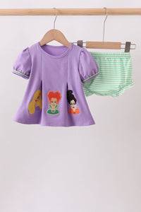 Witch applique stripe bloomer set