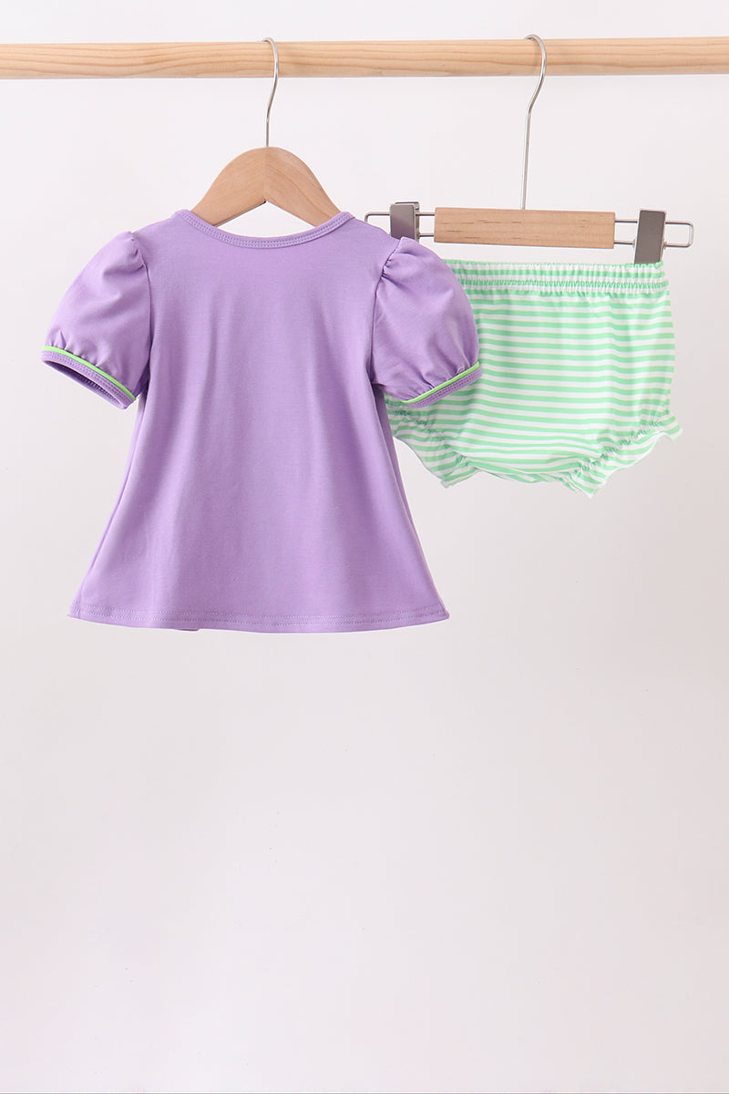 Witch applique stripe bloomer set