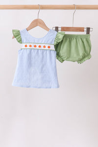 Pumpkin Embroidery jacquard Ruffle Bloomer Set