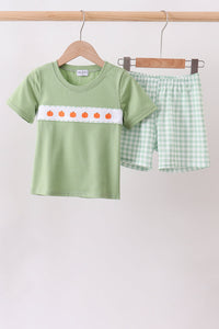Pumpkin Embroidery Shorts Set