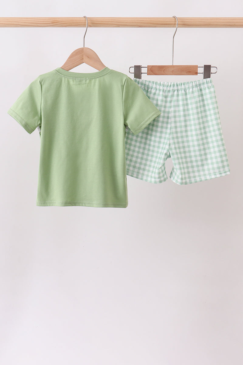 Pumpkin Embroidery Shorts Set