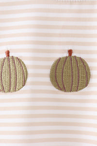 Pumpkin Embroidery Stripe Top