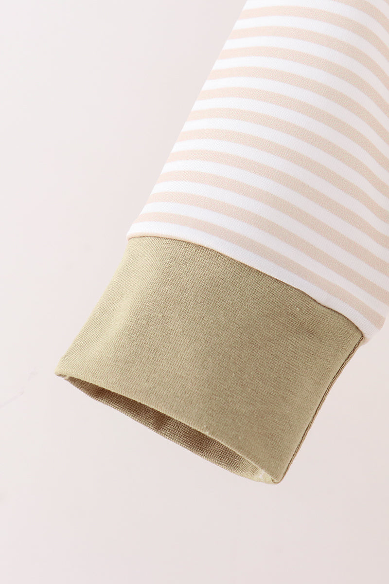 Pumpkin Embroidery Stripe Top