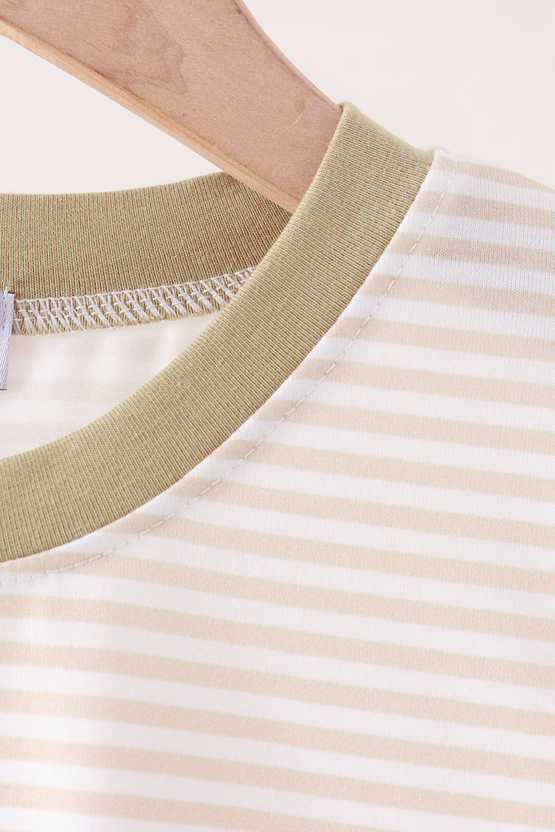 Pumpkin Embroidery Stripe Top