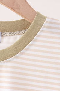 Pumpkin Embroidery Stripe Top