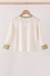 Pumpkin Embroidery Stripe Top