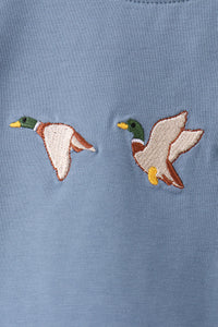 Duck Embroidery Gingham Pants Set