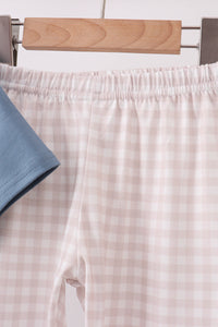 Duck Embroidery Gingham Pants Set