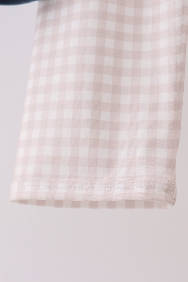 Duck Embroidery Gingham Pants Set