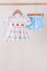 Pumpkin Embroidery Ruffle Bloomer Set