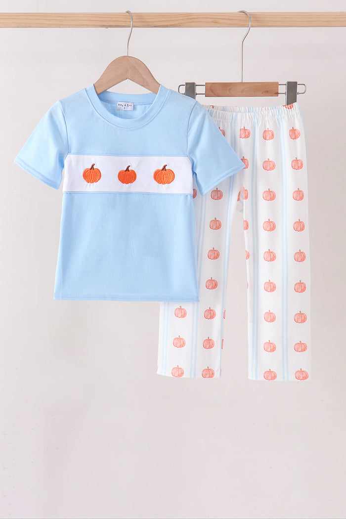 Pumpkin Embroidery Pants Set