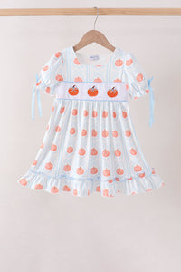 Pumpkin Embroidery Ruffle Dress