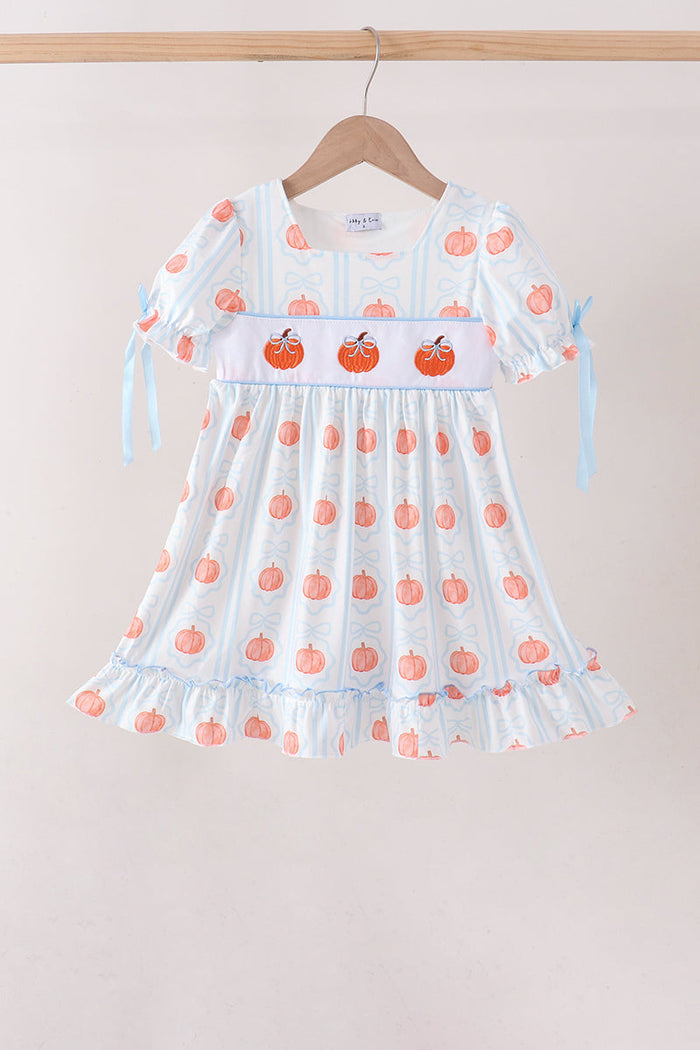 Pumpkin Embroidery Ruffle Dress