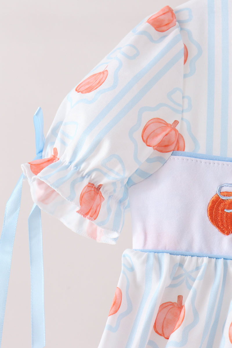 Pumpkin Embroidery Ruffle Dress