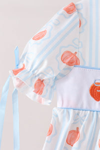 Pumpkin Embroidery Ruffle Dress