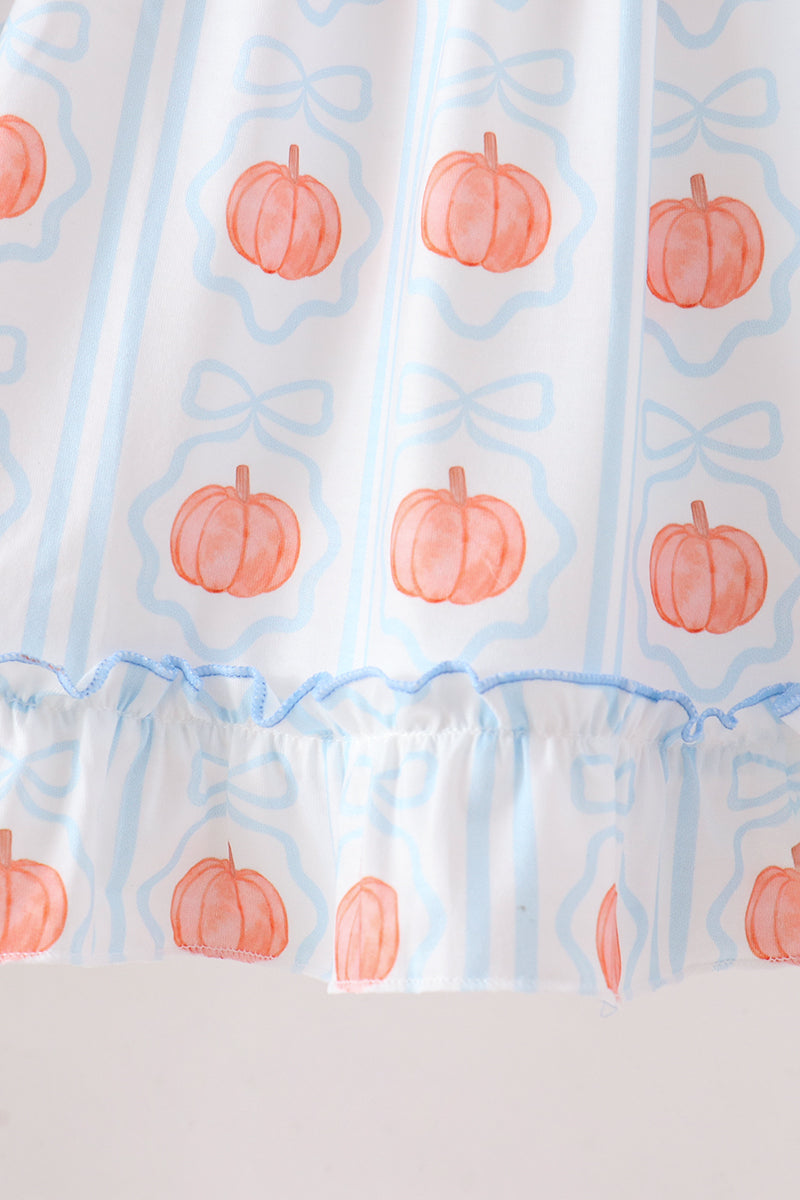 Pumpkin Embroidery Ruffle Dress