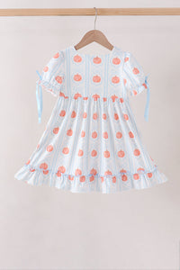 Pumpkin Embroidery Ruffle Dress