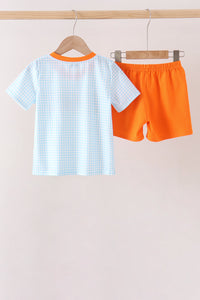 Candy Corn Embroidery Shorts Set