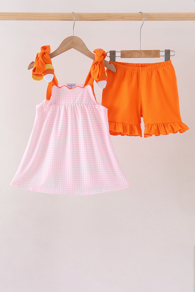 Candy Corn Ruffle Shorts Set
