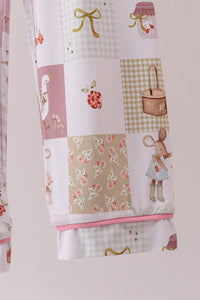 Goose Bow Checkered Bamboo Pajama Set