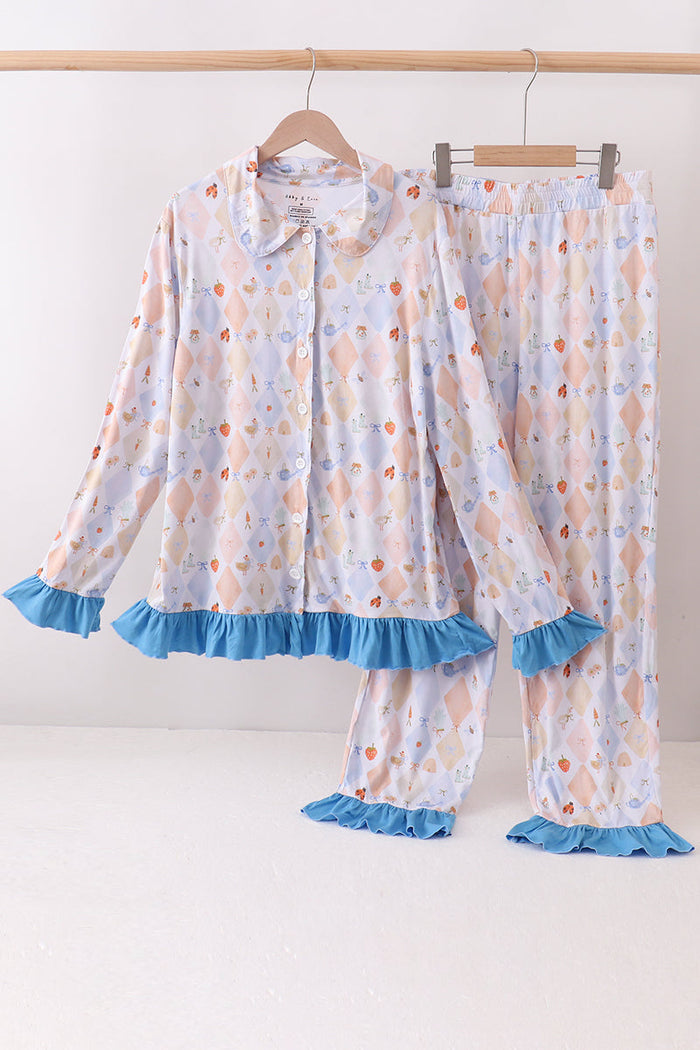 Chicken Bow Bamboo Mom Pajama Pants Set