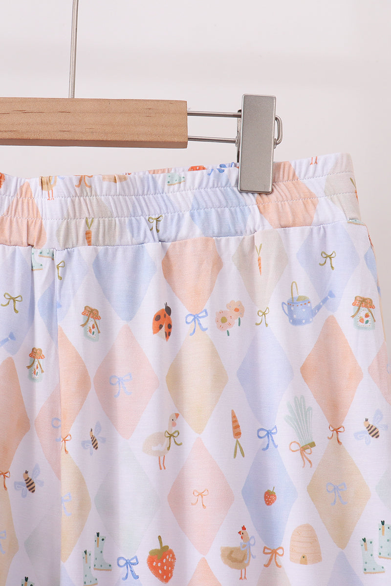 Chicken Bow Bamboo Mom Pajama Pants Set