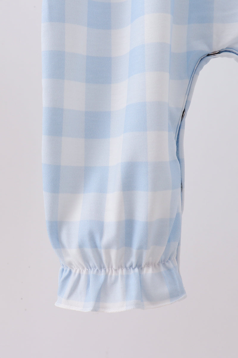 Farm Embroidery Gingham Romper
