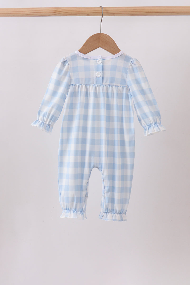 Farm Embroidery Gingham Romper