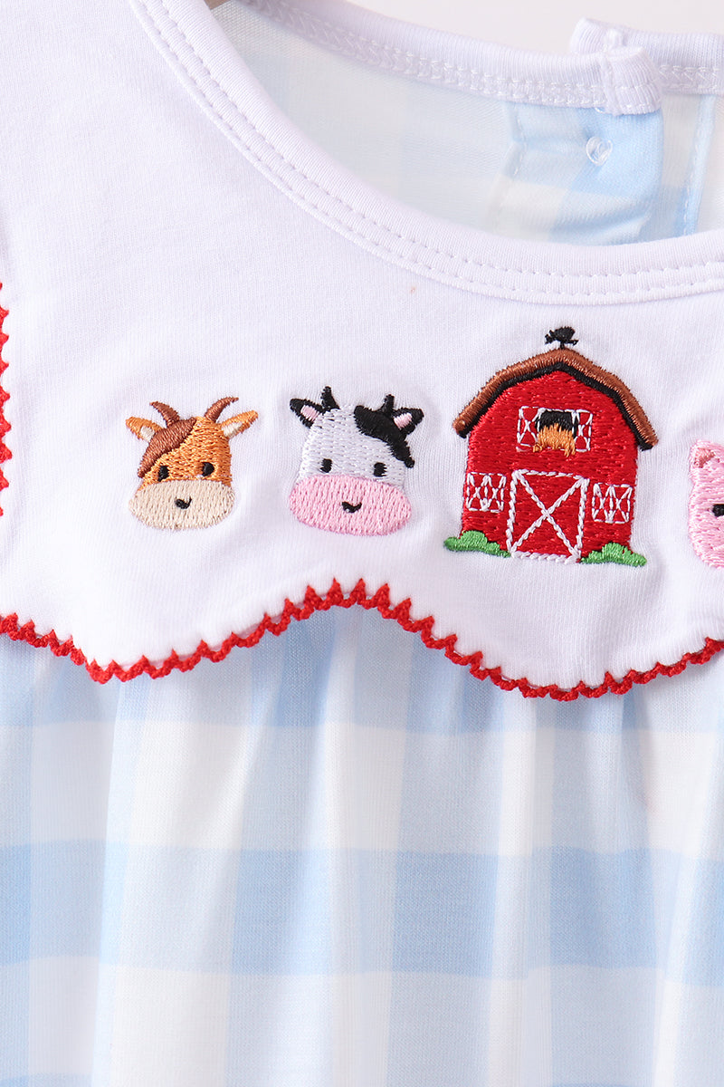 Farm Embroidery Gingham Bloomer Set