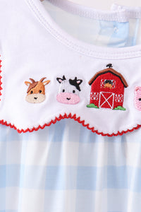 Farm Embroidery Gingham Bloomer Set