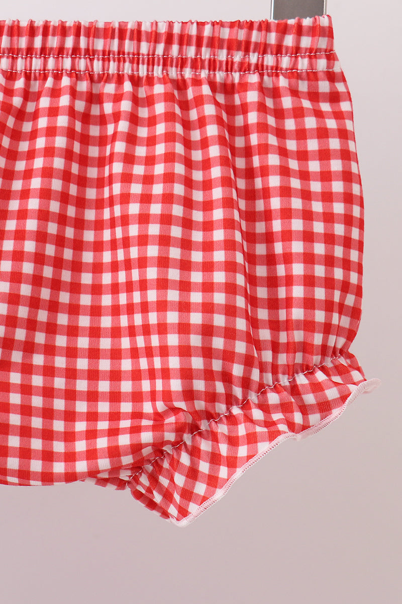 Farm Embroidery Gingham Bloomer Set