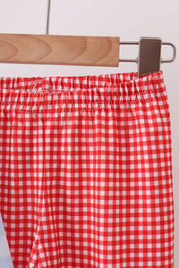 Farm Embroidery Gingham Pants Set