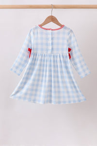 Farm Embroidery Ruffle Gingham Dress