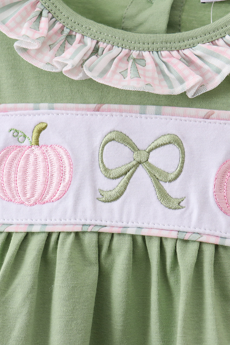 Pumpkin Bow Embroidery Bloomer Set