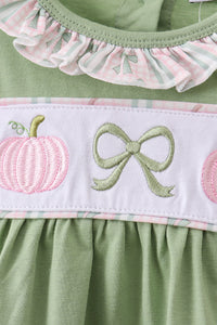 Pumpkin Bow Embroidery Bloomer Set