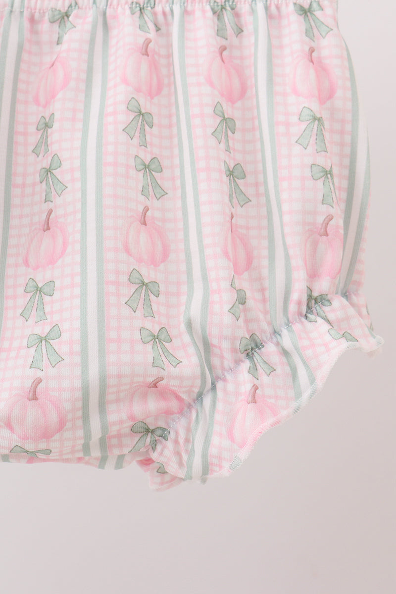 Pumpkin Bow Embroidery Bloomer Set