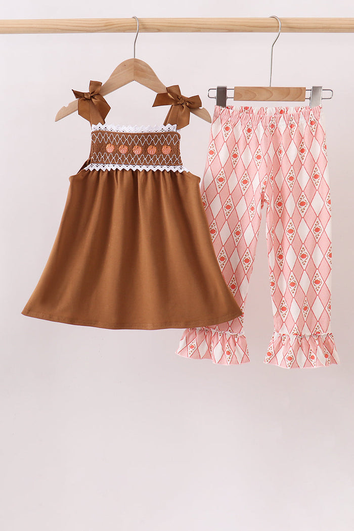 Pumpkin Smocked Lace Set
