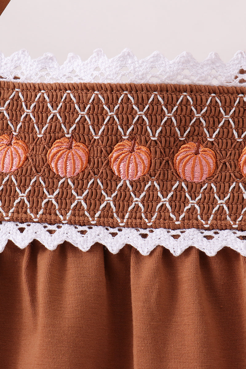 Pumpkin Smocked Lace Set