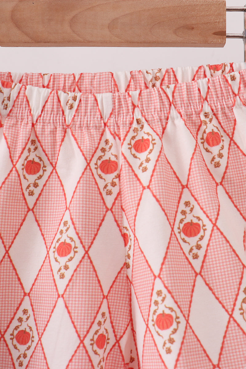 Pumpkin Smocked Lace Shorts Set