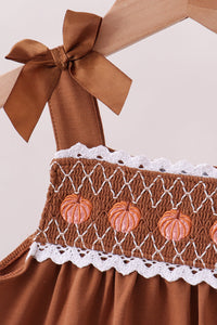 Pumpkin Smocked Lace Shorts Set