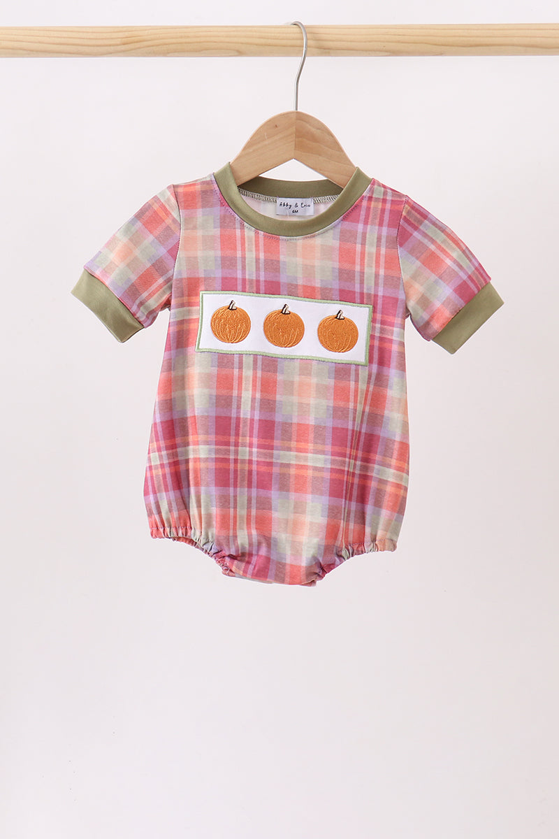 Pumpkin Embroidery Plaid Bubble