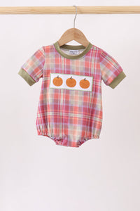 Pumpkin Embroidery Plaid Bubble