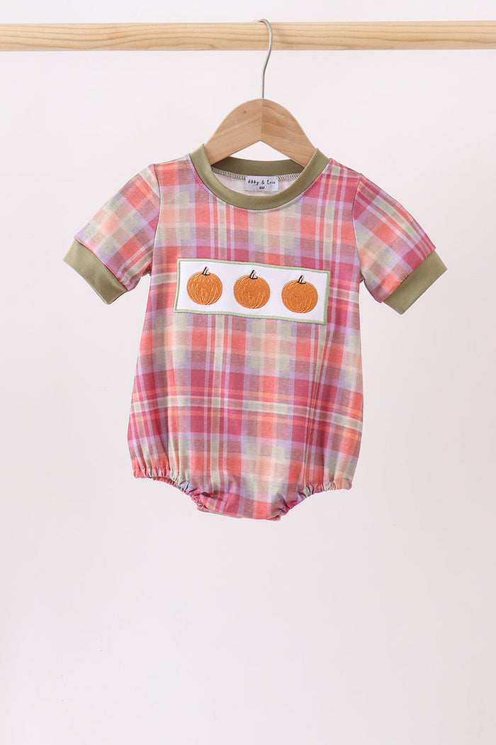 Pumpkin Embroidery Plaid Bubble