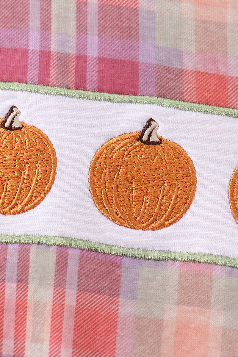 Pumpkin Embroidery Plaid Bubble